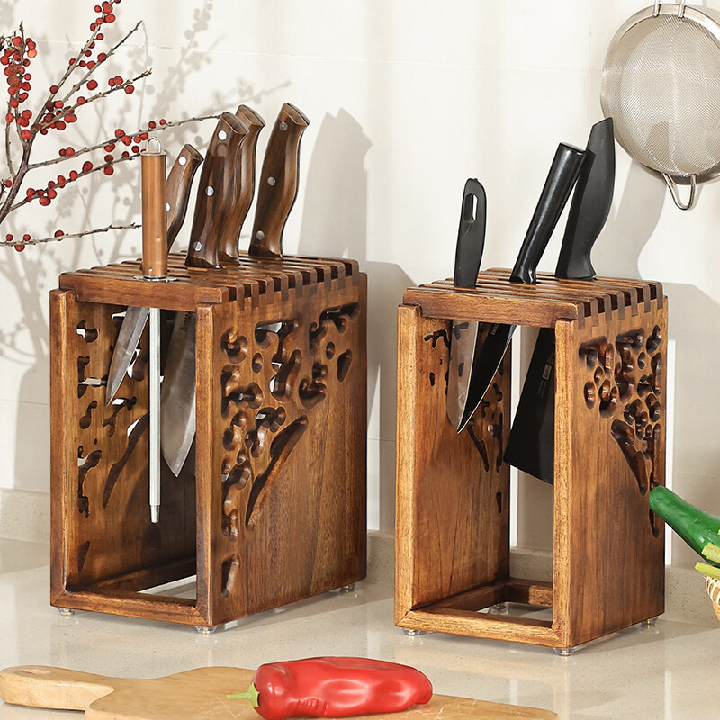 Teak Knife Storage Rack Universal Knife Rack Countertop Convenient ...
