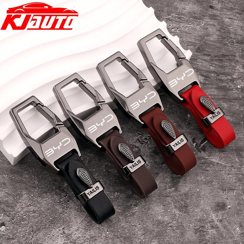 BYD Car Zinc Alloy Leather Keychain Creative Anti Loss Keychain For BYD ...