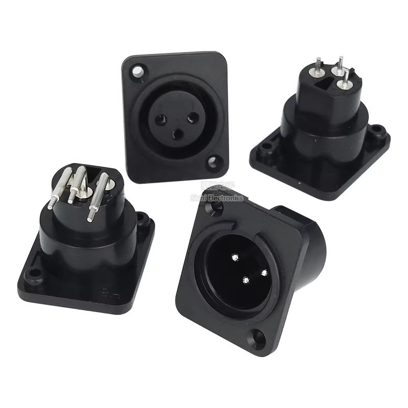 Canon Three-Core Male Female Socket Plastic 3-Pin Curved Pin Straight ...