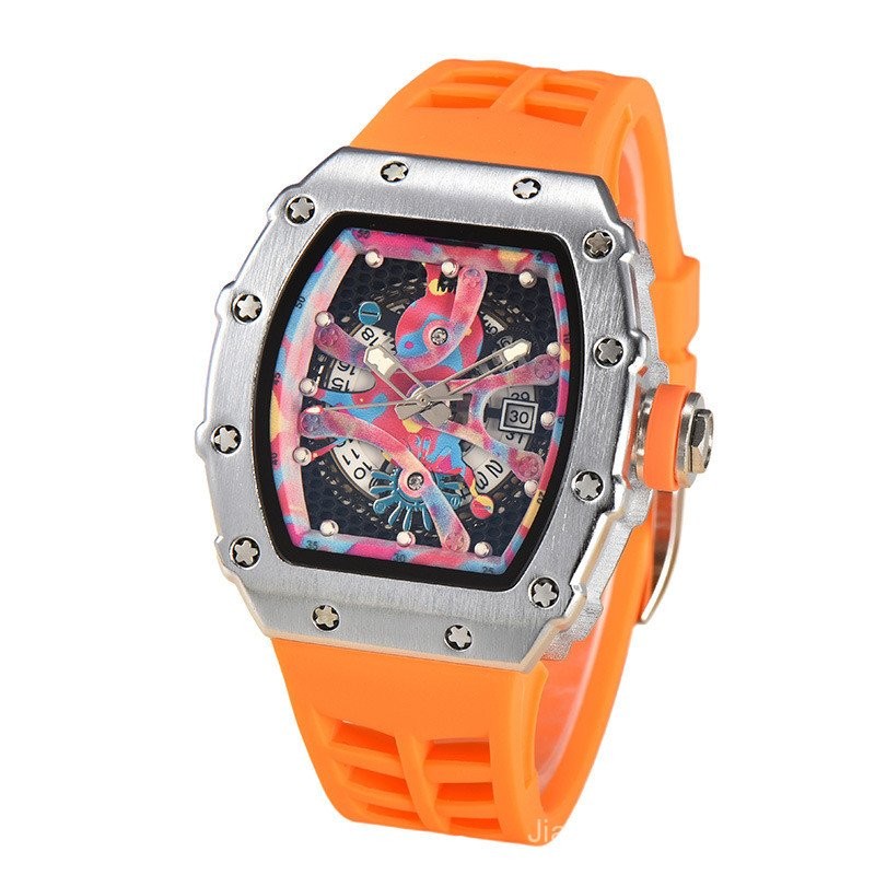 Dynamic Barrel View Quartz Calendar Watch Transparent Back | 43mm ⌚ ...