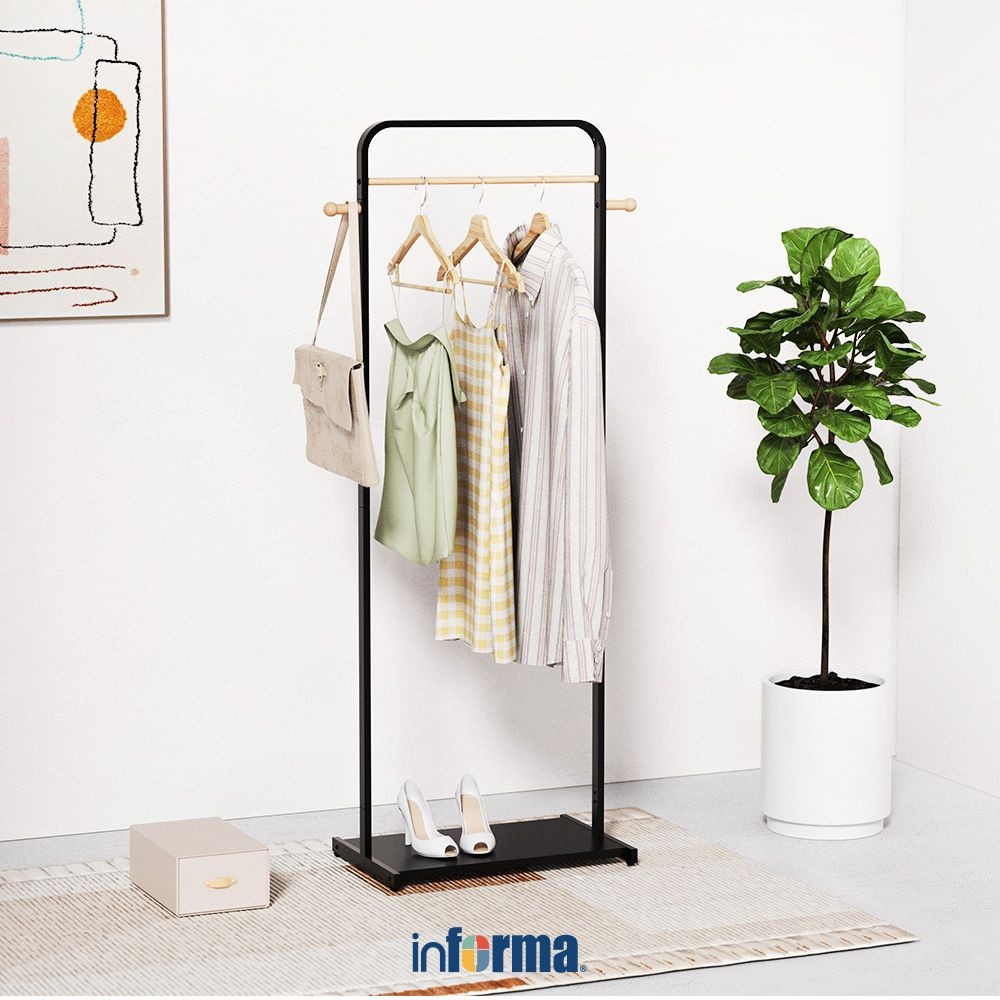GANTUNGAN Informa Jake Single Clothes Hanger - Black Stand Hanger ...
