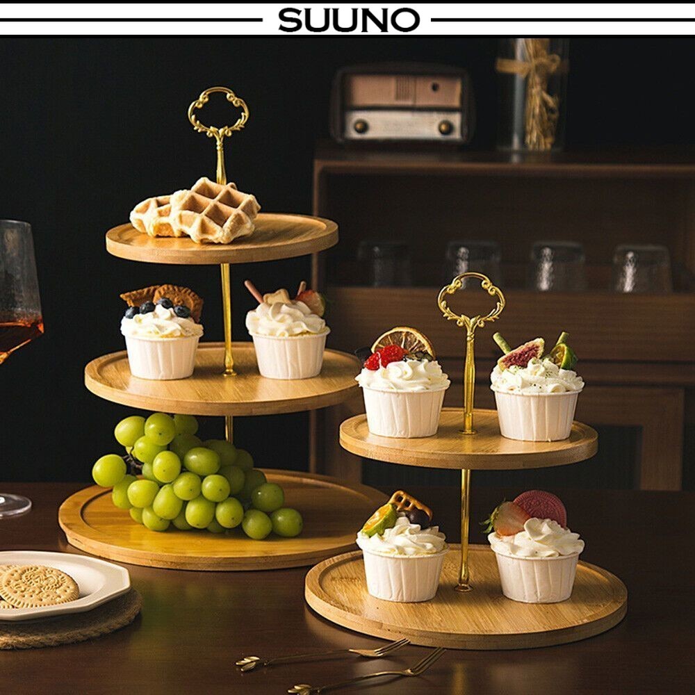 Tier High Tea Stand Dessert Cupcake Cake and Fruit Serving Platter Tray