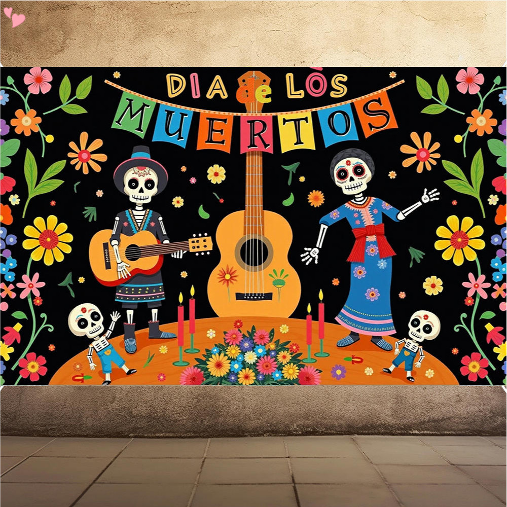 Day Of The Dead Decoration Backdrop Mexican Dia DE Los Muertos Hanging ...