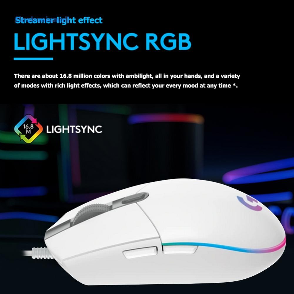 Logitech G102 LIGHTSYNC Gaming Mouse RGB 6 Buttons 8000 DPI Wired Gamer ...