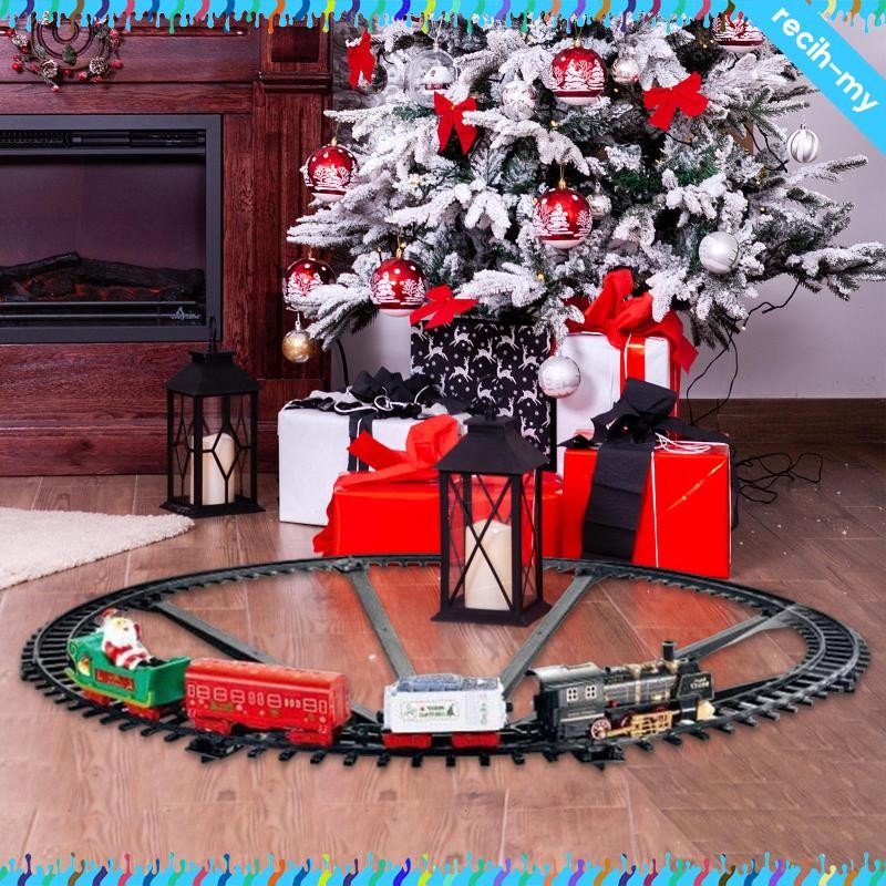 [RecihMY] Train Set Under Christmas Tree with Sound Lights Santa Claus ...