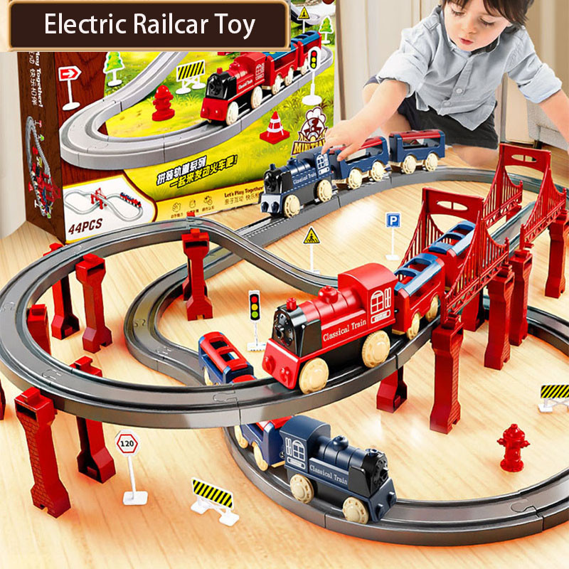 Funny DIY Mini Train Set Electric Simulation Toy Car Tracks Model Train ...