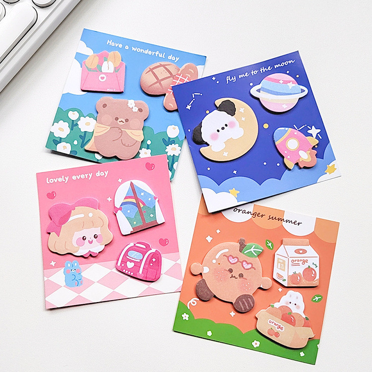 100 Sheets Japanese Korean Cute Toast Moon Combination Small Sticky ...