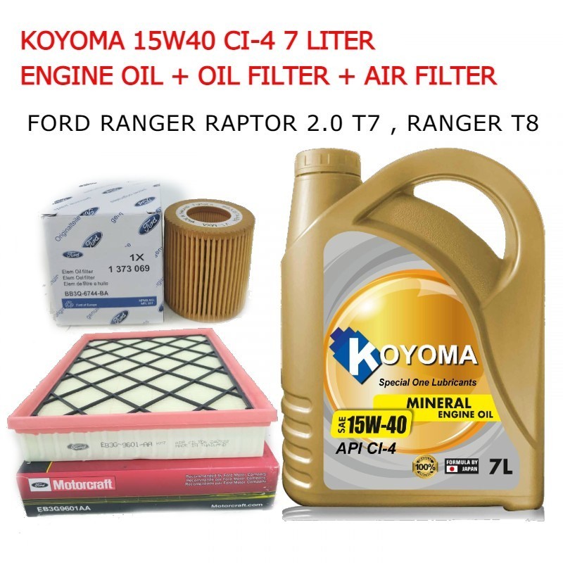 FORD RANGER RAPTOR 2.0 T7 , RANGER T8 OIL FILTER + AIR FILTER + KOYOMA ...