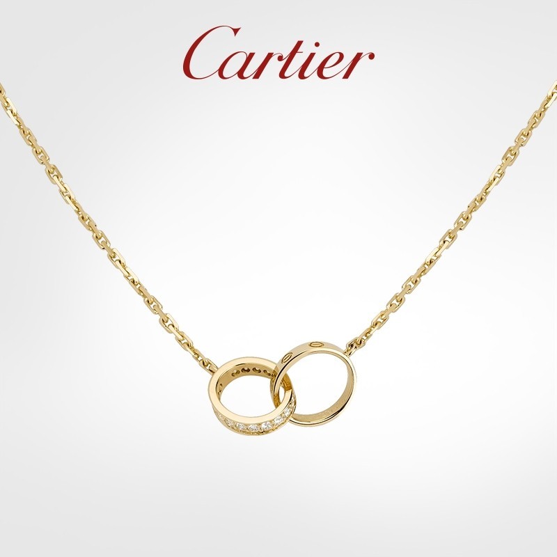 Cartier Cartier Love Series Rose Gold White Gold And Diamonds Double Ring Necklace 18k gold Shopee Malaysia