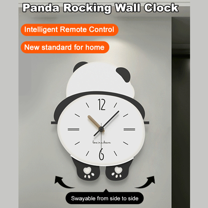 Living Room Home Free Swing CartoonPpanda Digital Wall Clock Cute Pet ...