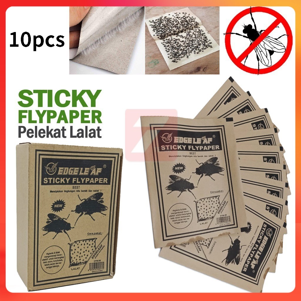 STICKY FLYPAPER Fly Trap Flies Glue Trap Fly Catcher Killer Paper ...