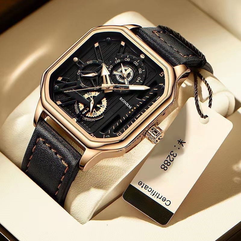 JJ New Men s Square Watch High Beauty Belt Waterproof Quartz Watches JJ Shopee Malaysia