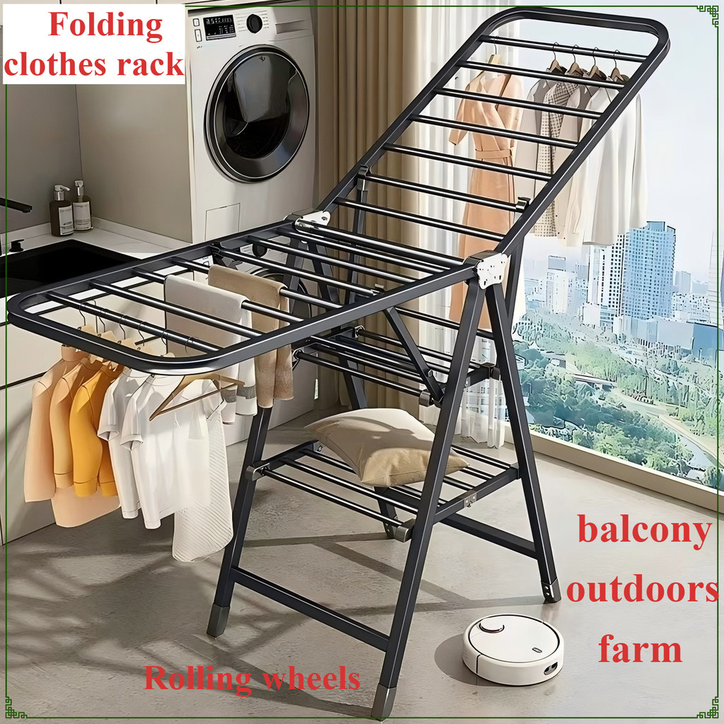 Balcony Outdoor Clothes Drying Rack 2-3Tier foldable drying rack 1.6m ...