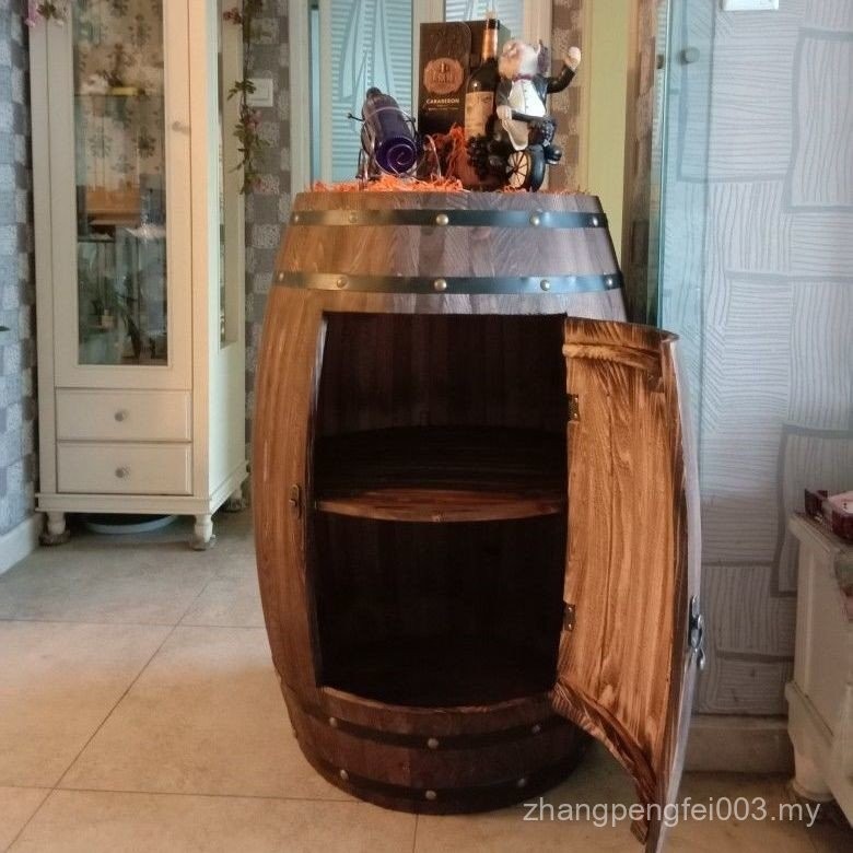 Wine Barrel Locker Open Door Oak Barrel Wine Cabinet Decoration Wine ...