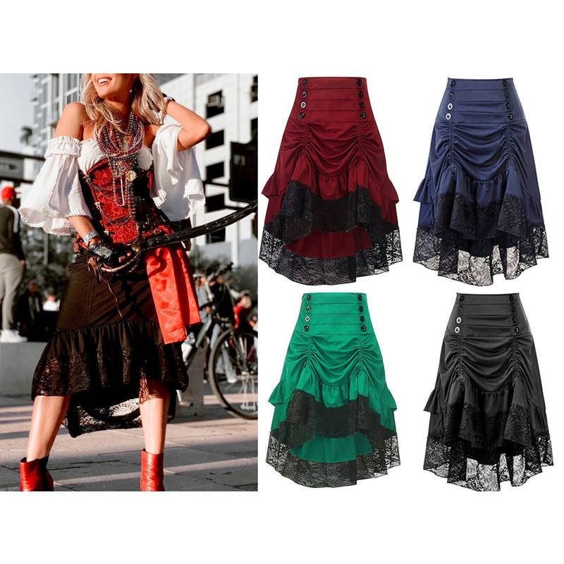 Women s skirt retro half skirt Lolita Gothic drawstring mid length skirt half skirt lace skirt Shopee Malaysia