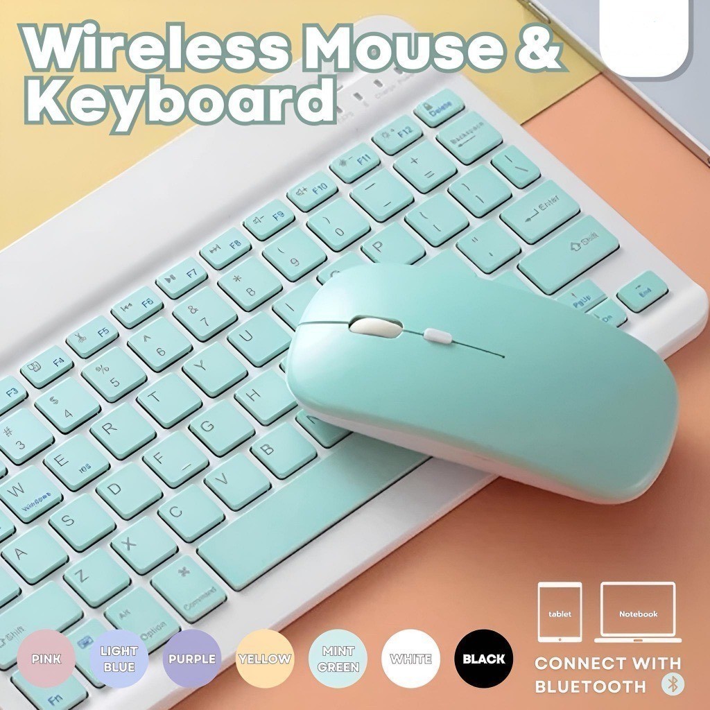 Universal Bluetooth Keyboard Mouse Wireless For iPad Tablet Laptop Mini ...