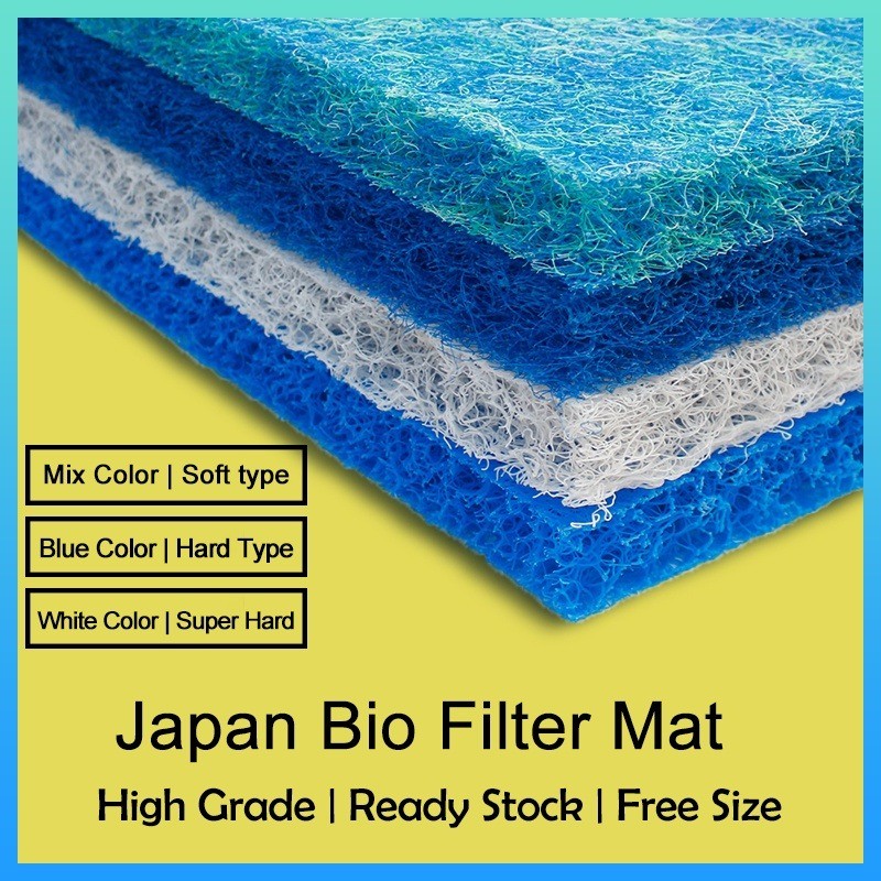 GRADE A Aquarium Japan Bio Filter Wool Mat Sponge Blue Green Mix Color ...