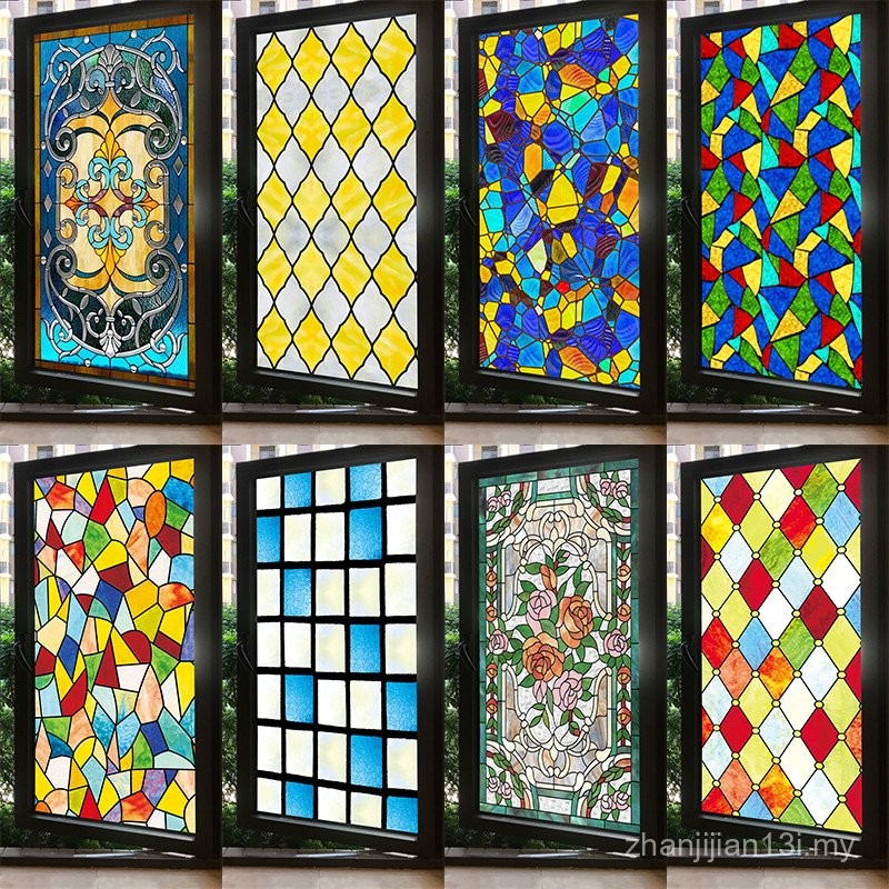 European Style Church Cellophane Glass Window Grilles Frosted Window ...