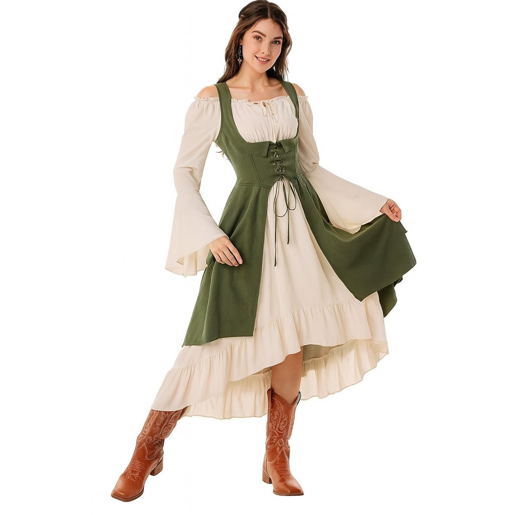 MYLITTLELASS Women's Renaissance Medieval Costume Dress Gown Vintage Fairy  Tale Outfit S-3XL