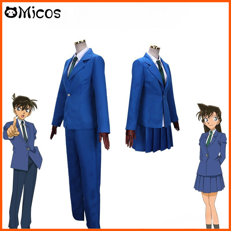 New Arrival Anime Conan Kudou Shinichi Mouri Ran Blue Coat Pants Skirt ...