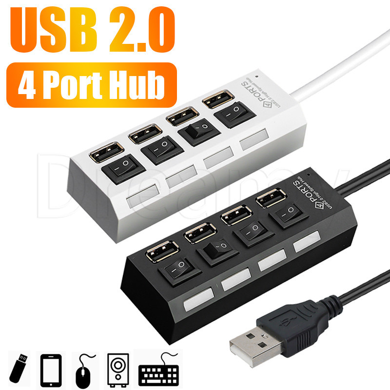 4 Ports High Speed USB 2.0 Hub - for PC, Laptop, Light String - Multi ...