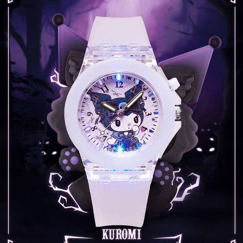 2024 Kuromi Children's Watch Glowing Night Light Cartoon Trendy New ...