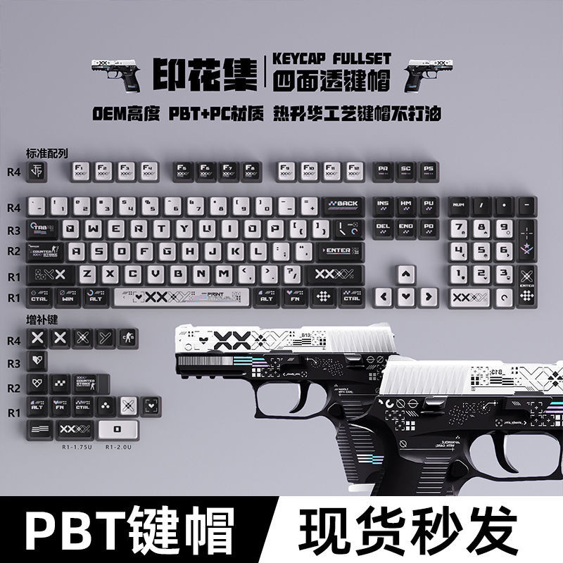 Printing Set Keyboard Keycap Four-Sided Side Transparent PBT ...