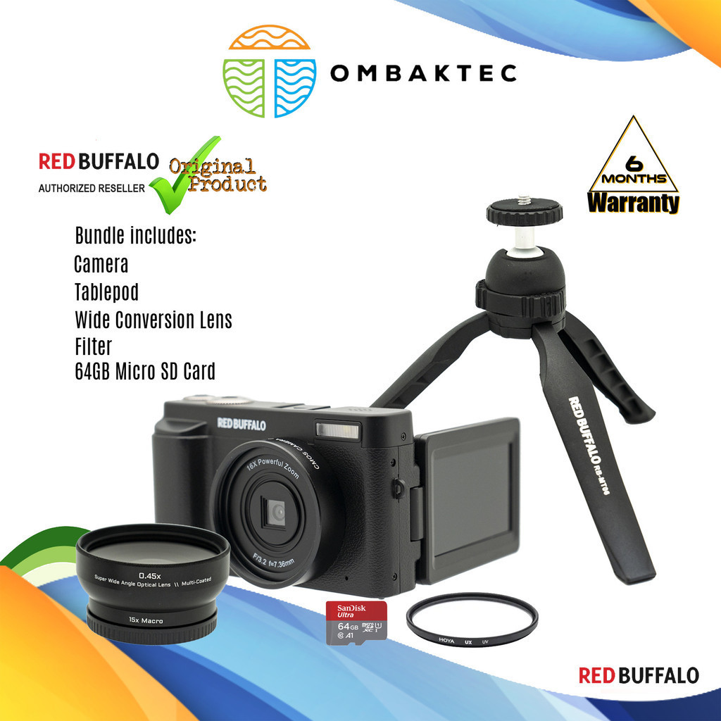 Red Buffalo Digital Camera Kit - Snap 10 w/ 64GB / Wide - Macro Lens ...