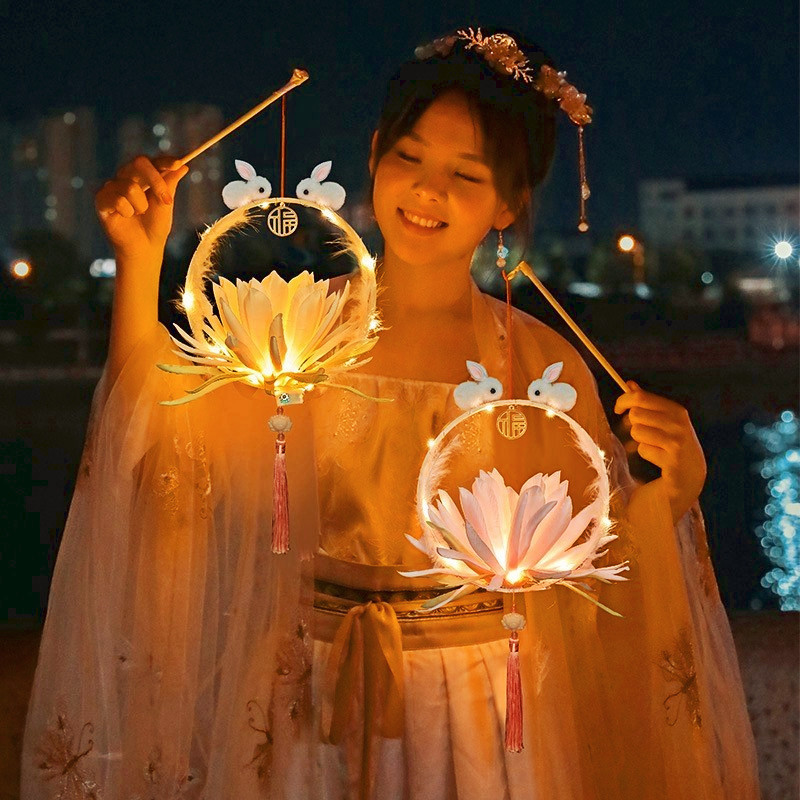 Flower Rabbit Lantern Cute DIY Handmade Lanterns Photography Props Mid ...