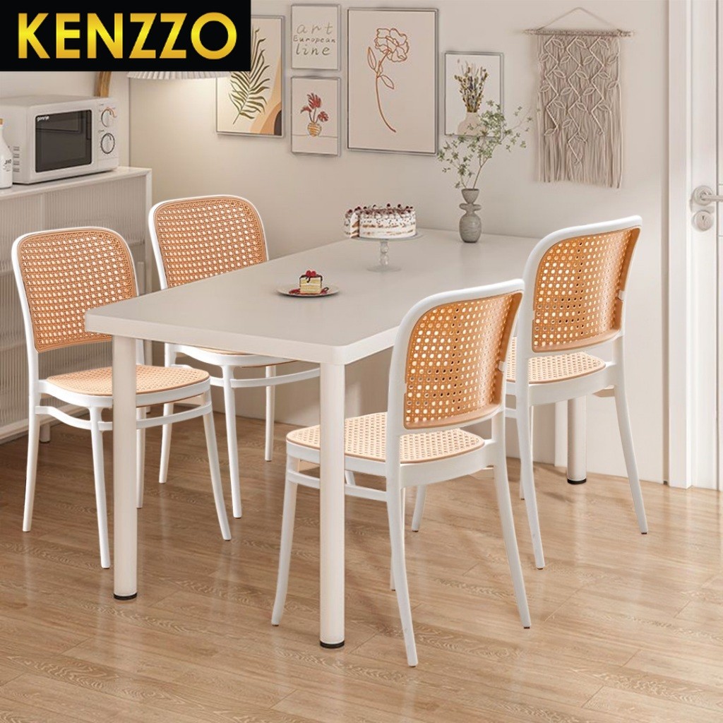 KENZZO Nordic Dinning Table with 4 Chair Simple Medium Sized Dining Table Dining Chair Dining Set Study Table mino Shopee Malaysia