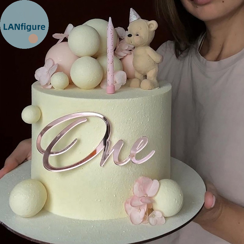 LANfigure New One Happy Birthday Cake Topper Acrylic Rose Gold One ...