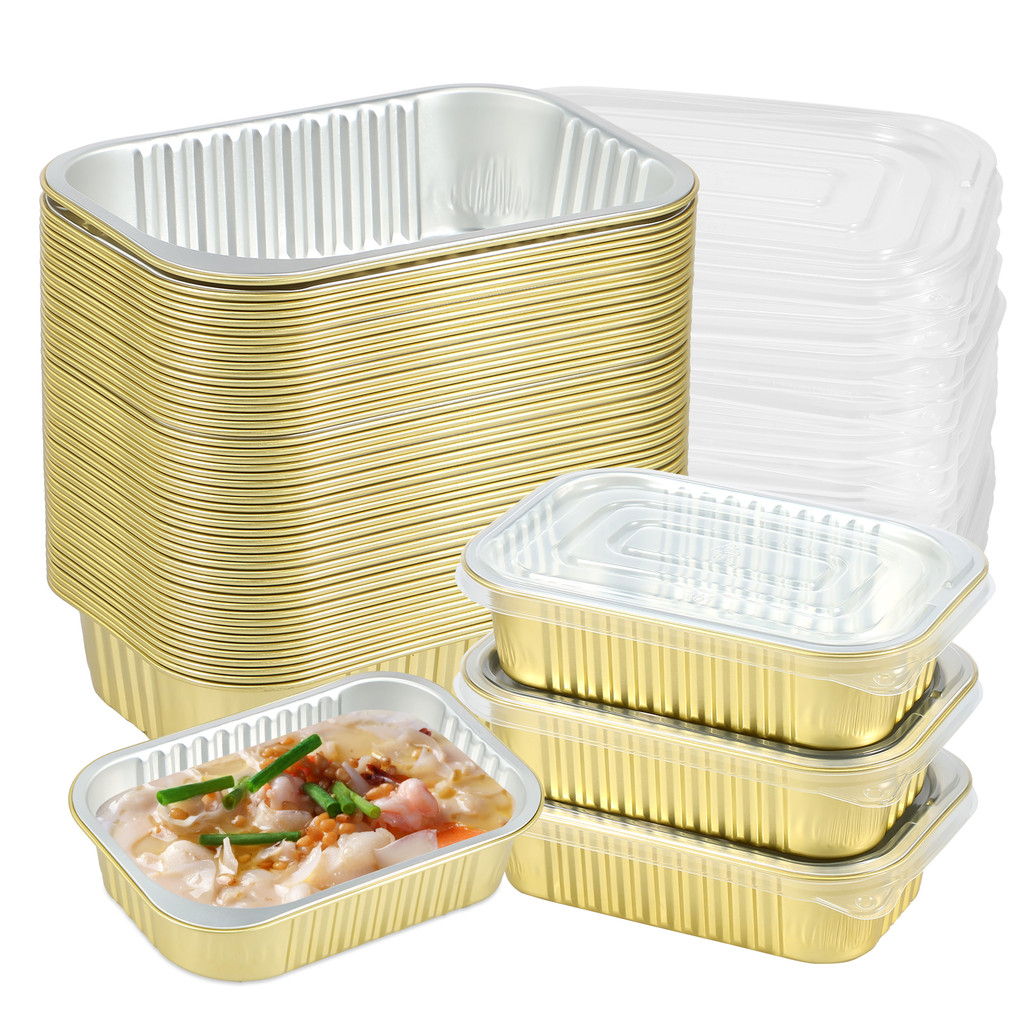 【Local】50/100Pcs Aluminum Pans with Lids 510ml Foil Food Containers ...