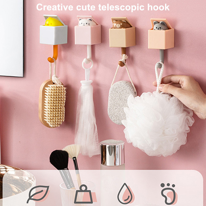 Set Of 4 Peek-a-boo Cat Wall Hooks Cute Peeping Animal Coat Hanger Wall Decorative Utility Racks For Key Hat Scarf - View #9