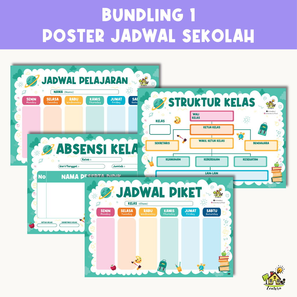 BUNDLING Package 4 Poster Lesson Schedule, Class Structure, Picket ...
