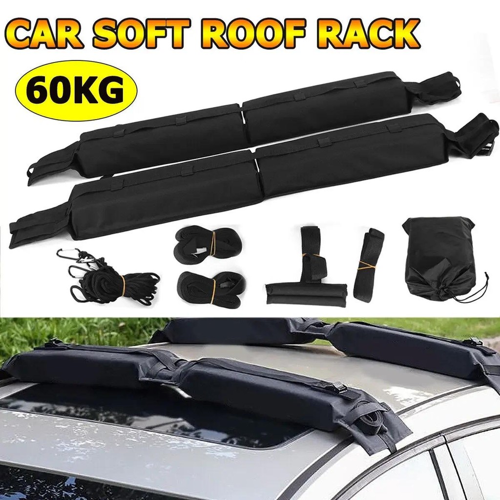 Universal Car Top Roof Soft Rack Black 600D Oxford Cross Bars Kayak ...