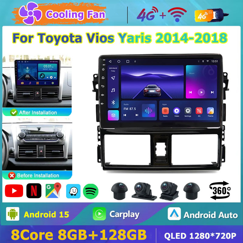 (Built in fan+4G SIM) Car Android Player with 360 Camera for Toyota ...