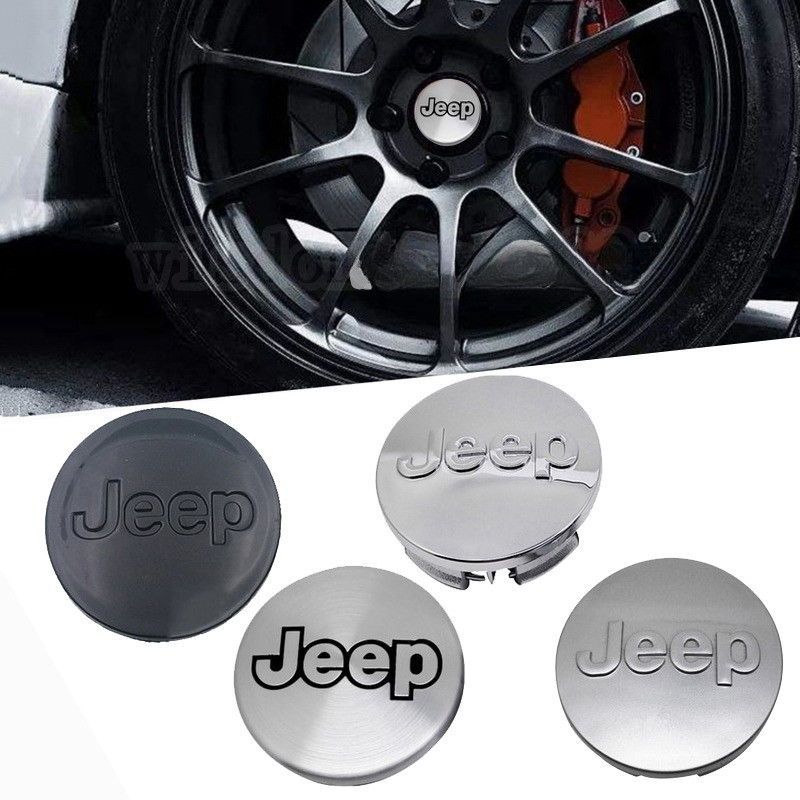 4x 64mm Jeep Chrome Wheel Center Caps - 6 Side Auto