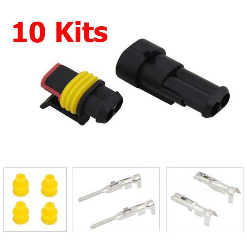 10 X 2 Pin Way Car Sealed Waterproof Electrical Wire Connector Plug