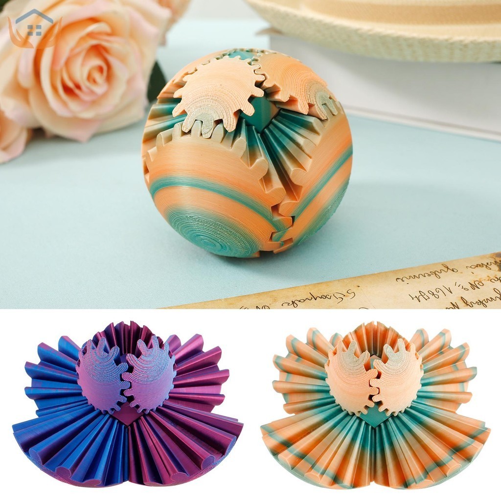 3D Printed Gear Ball PLA Plastic Spin Ball Toy Portable Interlock ...