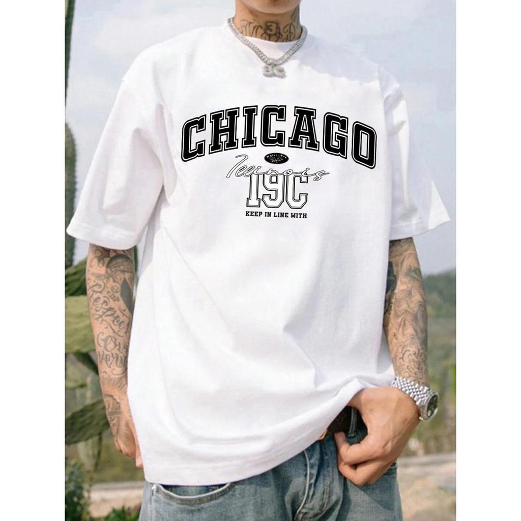 Lettering Graphic Tee, For Men, Made Of Cotton | Shopee Malaysia