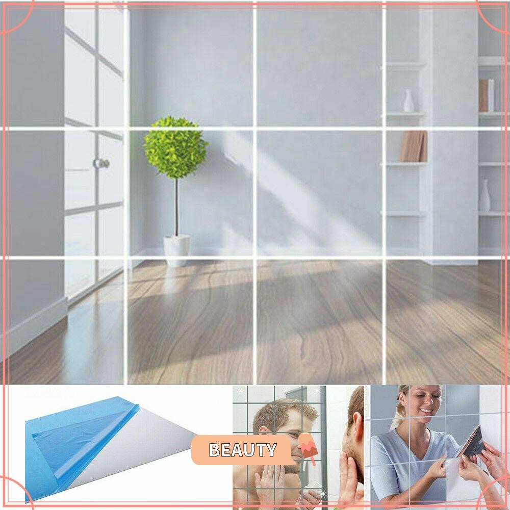 BEAUTYONE 10pcs Mirror Stickers Bedroom Mural Wall Tile Stickers ...