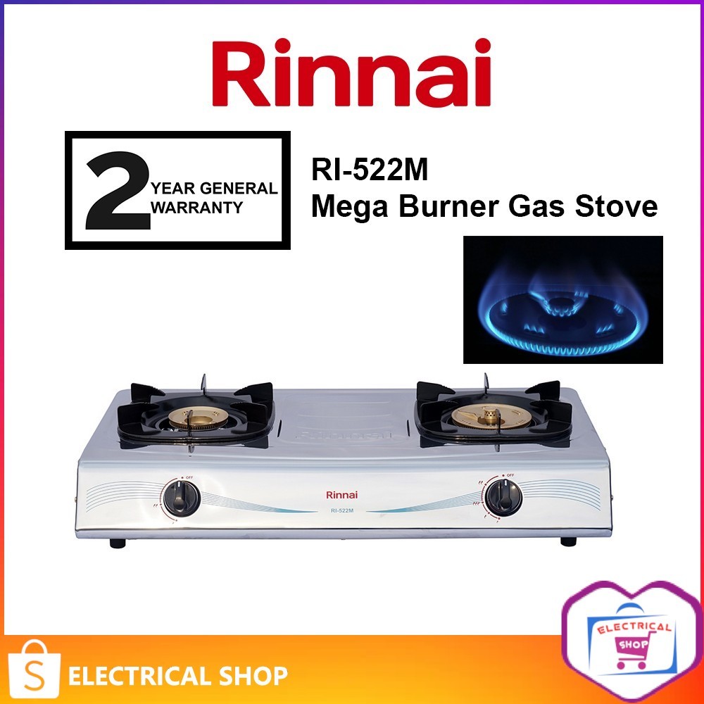 Rinnai Ri522M Double Gas Stove Double RI-522M / RI-522MM Mega Burner 4 ...