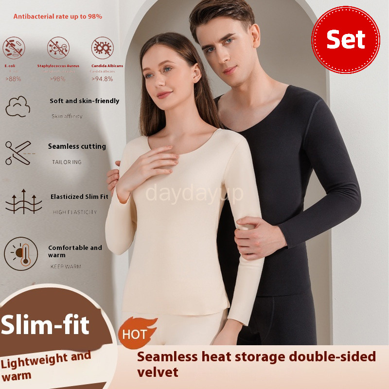 New Traceless Thermal Wear Set Women Men Long John Double Face Buffing ...