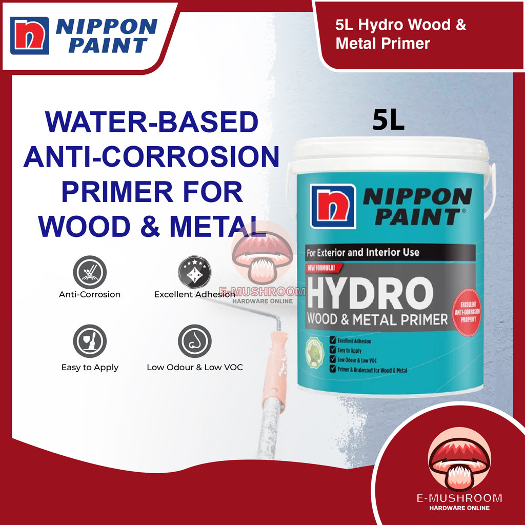 5L Nippon Paint Hydro Wood & Metal Primer With Anti-corrosion | Shopee ...
