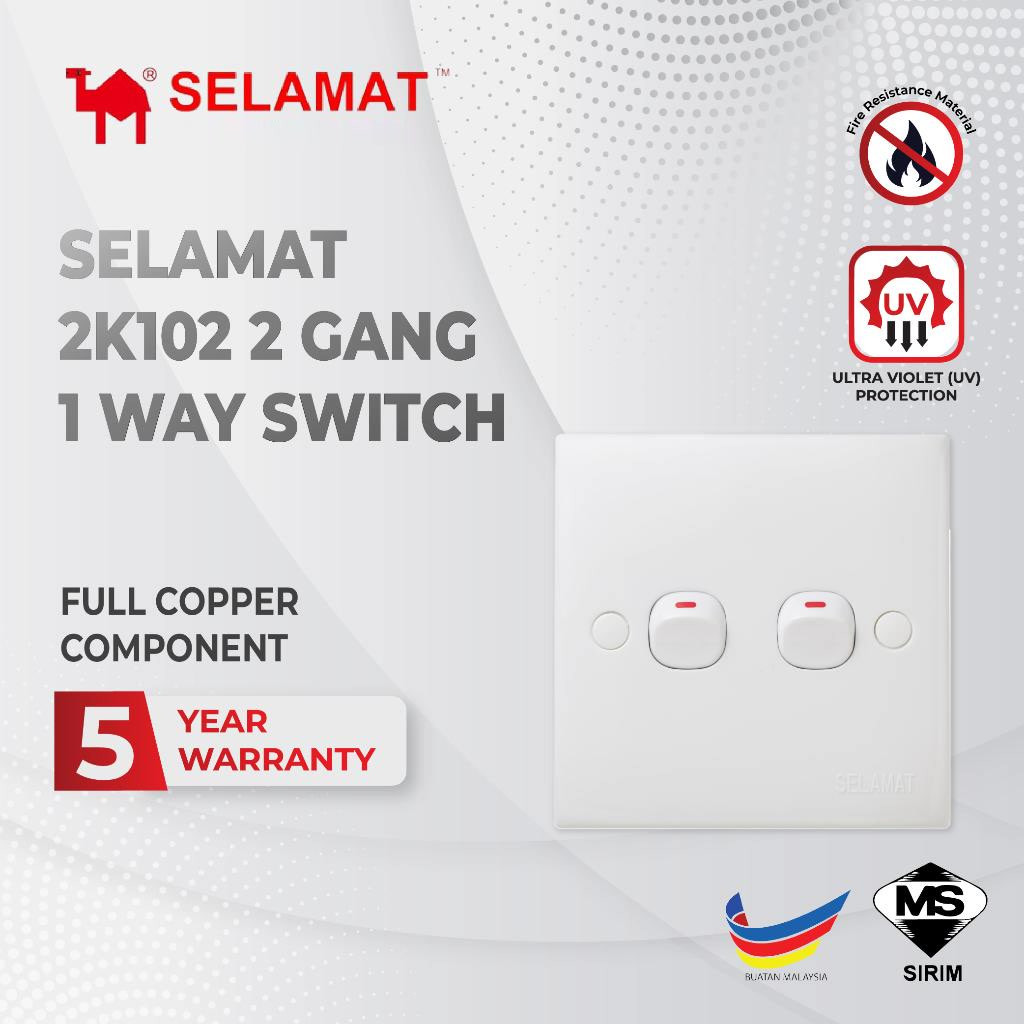 Selamat 2K102 2 GANG 1 WAY SWITCH with SIRIM | Shopee Malaysia