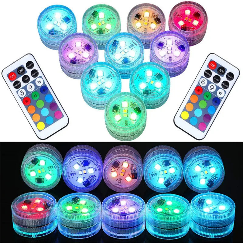 LED Underwater Lights RGB Submersible Light Battery Powered IP68 ...