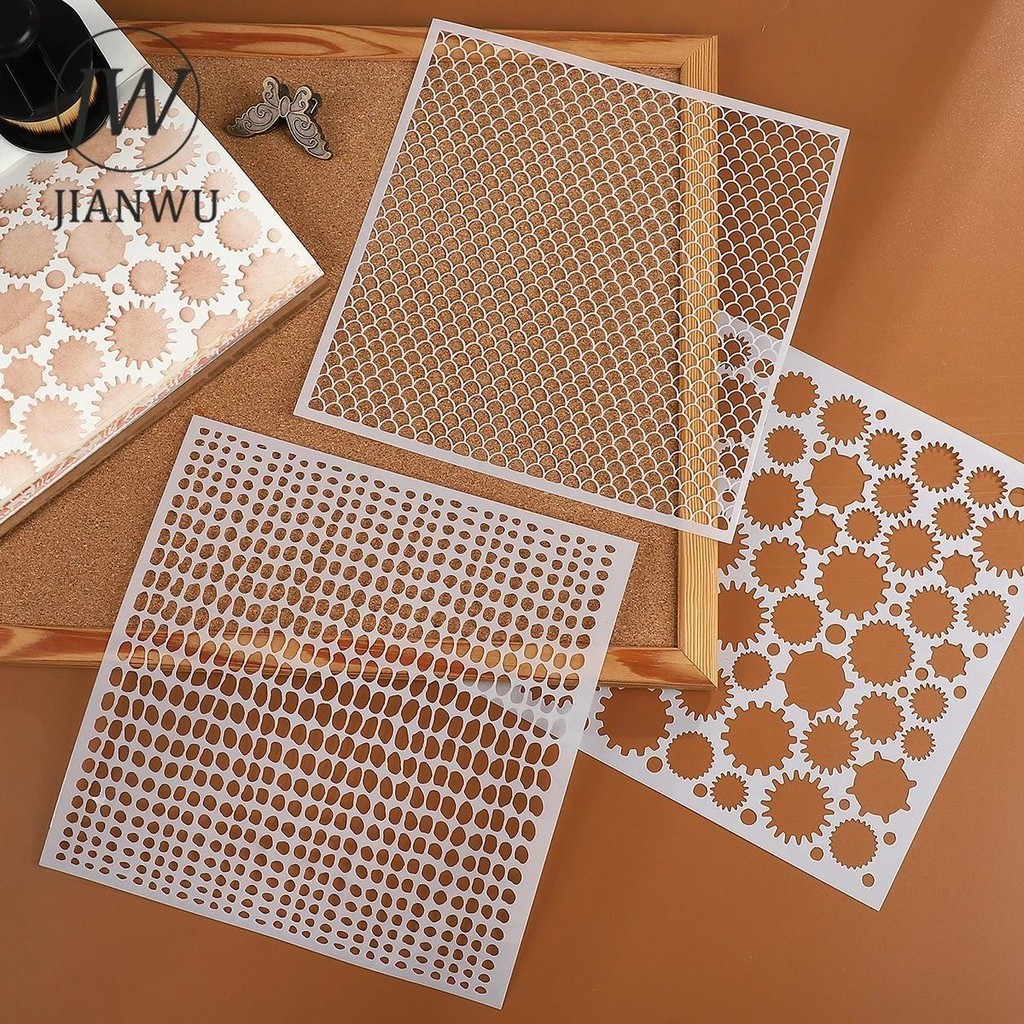 JIANWU Red Brick Honeycomb Fish Scale Graphic Plastic Masking Panel ...