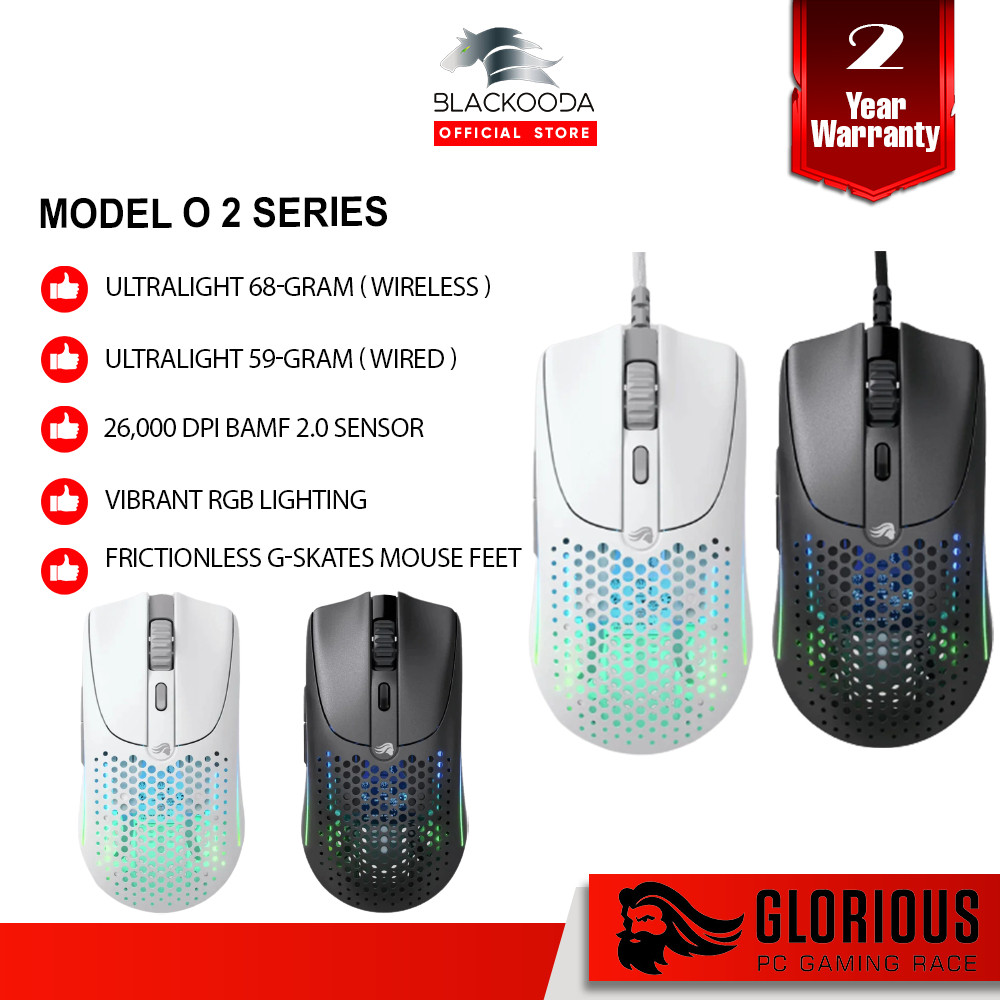 Glorious Model O 2 Wired / Wireless Gaming Mouse ( 26,000 DPI / Vibrant ...