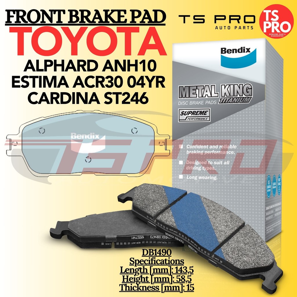 Toyota Alphard ANH10 Estima ACR30 04yr Cardina ST246 Bendix Front Disk ...