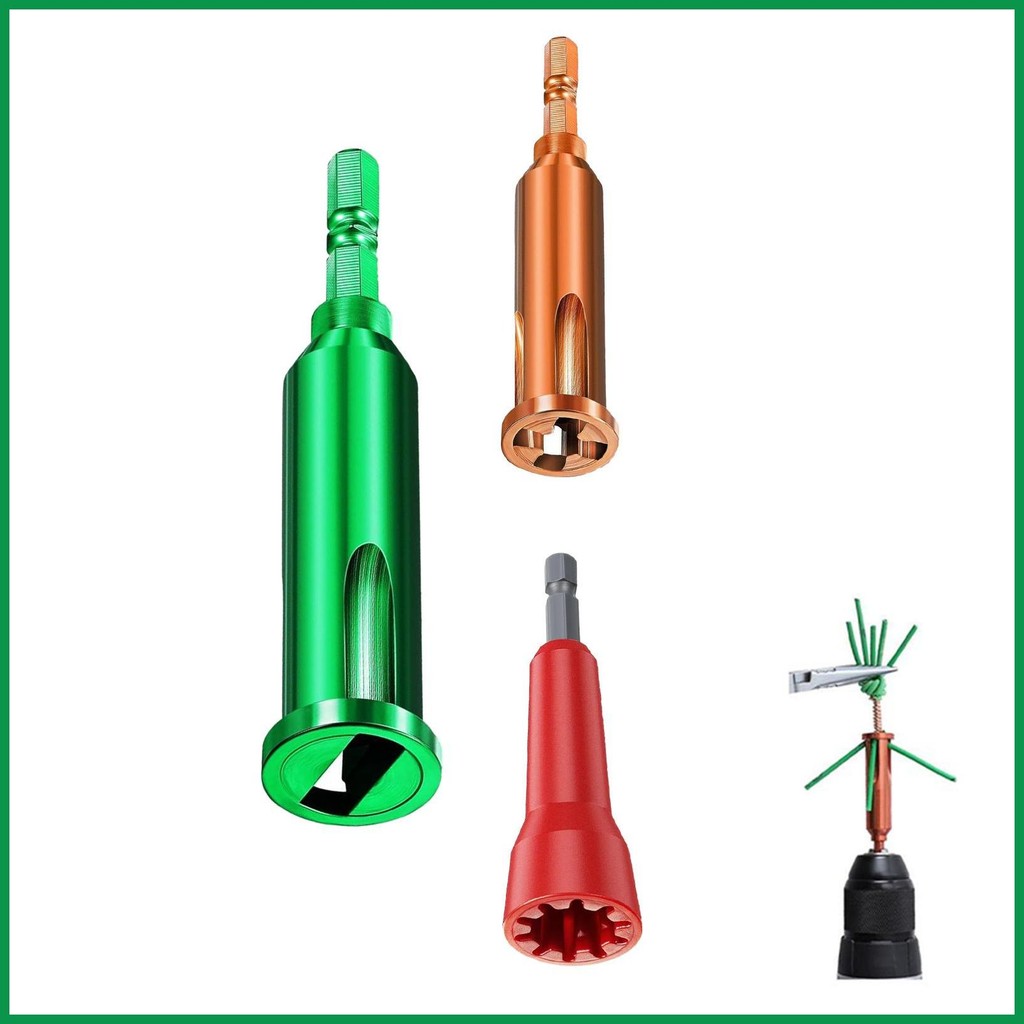 thumbnail interactive-video image 1 of 3-Pack Wire Stripper Twister Tool Set – Fits Electric Drill, 1/4" Chuck, For 2.5-4mm² Wires 1 of 2